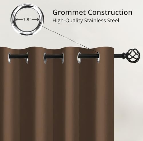 Image of Cloth Fusion 100% Blackout Window Curtains 5 Feet Long Set of 2 with Blackout Lining, Double Layer Room Darkening Parda with Stainless Steel Grommets for Home Decor (5x4 Feet, Copper Brown)