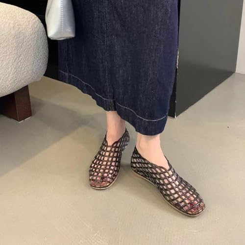 Jelly Mesh Ballet Flats for Women Clear Hollow Jellies Flat Sandals Slip On Summer Comfortable Casual Beach Jellies Shoes3