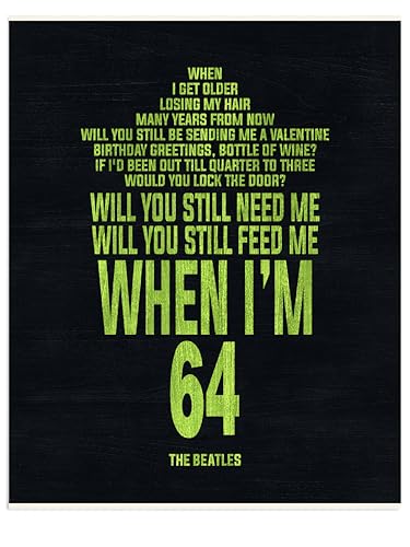 "When I'm Sixty-Four" Song Lyric Wall Art - Retro Vintage Typographic Decor for Anniversary, Birthday, or Home Office - Minimalist Song Verse Print for Music Lovers, 8x10 inches Unframed