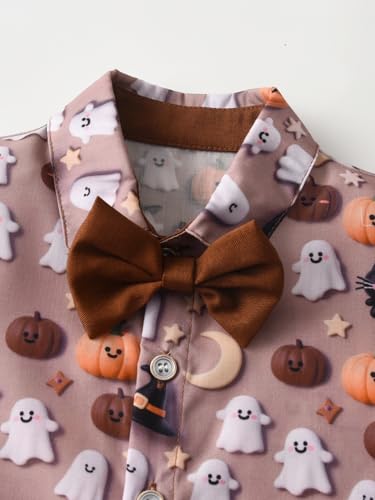 Image of Boarnseorl Baby Boys Pants Sets, Infant Long Sleeve Shirt + Pants + Bow Tie + Suspenders Outfits