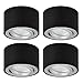 KYOTECH LED Aufbauspot Flach 230V Schwenkbar Ø80x50mm Downlight aufputz inkl. 5W LED Modul Deckenleuchte Aufputz Warmweiß 3000K 400LM LED Aufputz Spotleuchte Rund Schwarz Gebürstet 4er Set