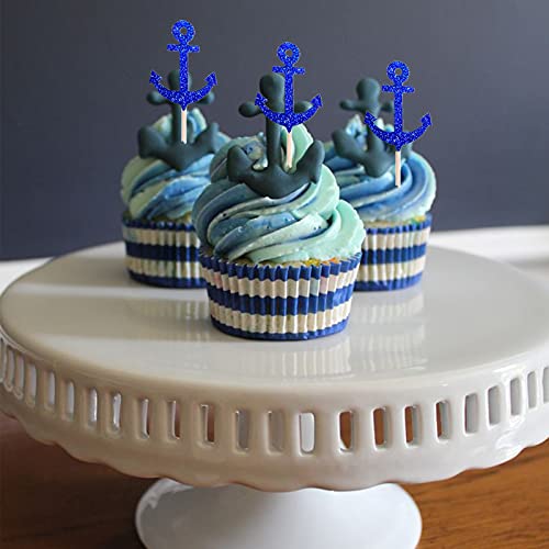 24Pcs Anchor Cupcake Decorations Nautical Theme Cupcake Toppers Cupcake Picks Food Fruit Picks For Nautical Navy Theme Ocean Party Baby Shower Birthday Wedding Party Decorations #TOP4