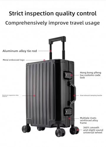 Aluminum Carry On Luggage,Silver Hardshell Suitcase TSA Lock,360° Spinner Wheels,Crush Proof Water Resistant Business Travel Suitcase for Men & Women,Lightweight & Durable (Dark coffee brown, 20inch)2