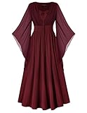 Scarlet Darkness Plus Size Women Renaissance Costume Dress Peasant Medieval Dress Victorian Costume Women Wine XL