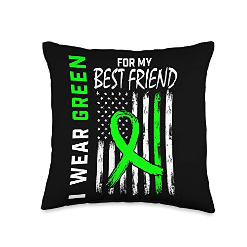 Green Ribbon Cerebral Palsy Awareness USA Flag Throw Pillow