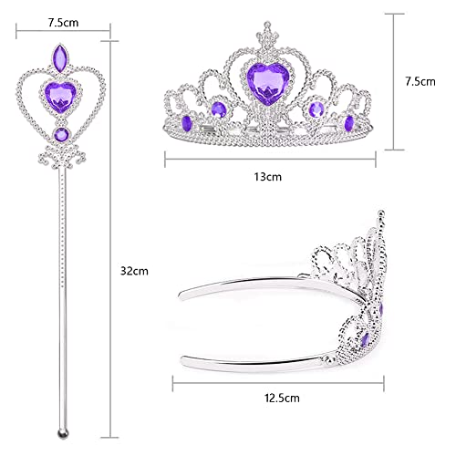 Vicloon Elsa Princess Tiara, Tiara Crown and Fairy Wand Elsa Dress Up Accessories Set for Party Cosplay - Purple - Image 2