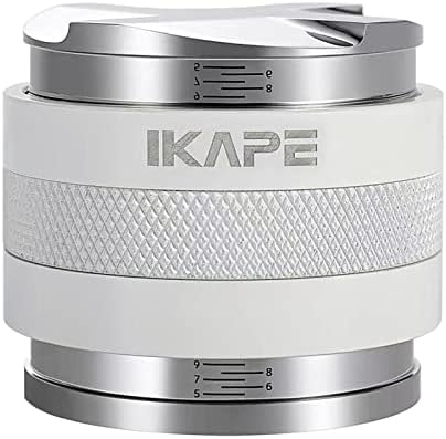 IKAPE Coffee Products, 51mm Coffee Distributor & Hand Tamper, Adjustable Depth Espresso Distributor Fits All 51mm Espresso Portafilter, Compatible with Delonghi Bottomless Portafilter (White)