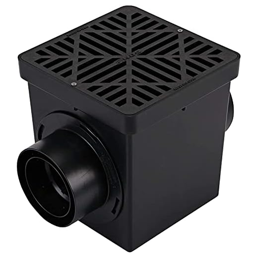 NDS 900BKITRTL1PK Square Kit with 2-Opening Catch Basin, 2 Adapters, 1 Outlet Plug, and 1 Plastic Drain Grate, 9-Inch, for Lawns, Landscaped Areas, Black
