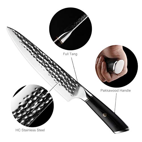 Professional Damascus Chef Knife 8 Inch, Full Tang Kitchen Knife, Stainless Steel Knife Ultra Sharp Edge with Pakkawood Handle.