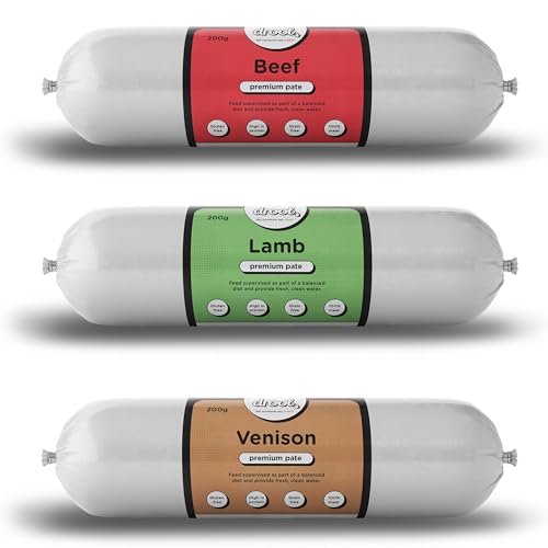 Drool Pet Products | Premium Beef Lamb & Venison Dog Pate Tube Roll | Grain-Free High Protein Dog Food | Triple Pack 3 x 200g