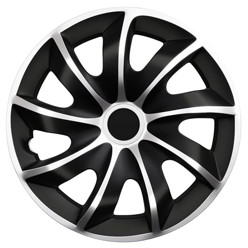 WERKTHOR Premium Radkappen 13-16 Zoll - Radkappen 15 Zoll 4er Set in Schwarz/Silber für idealen Felgenschutz - Schlagfest & bruchsicher - Autofelgen Radblenden