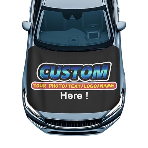 Image of Customized Car Hood Cover All-Season Protection Car Hood Cover Protector Stretch Polyester Fabric Cover Removable Automotive Accessories Ft Fits Most Cars