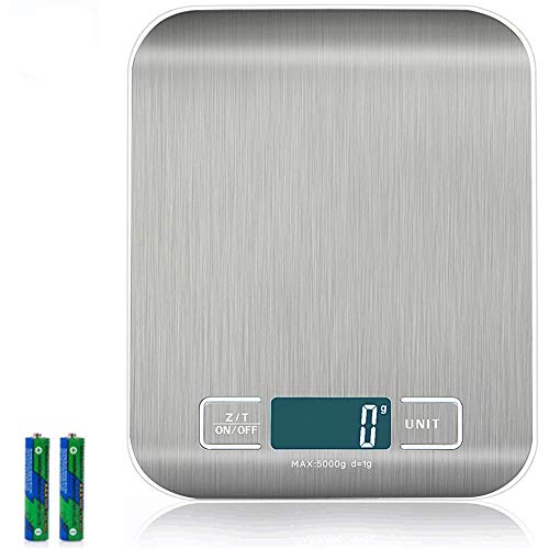 キッチンスケール デジタルスケール クッキングスケール コンパクト 電子はかり 風袋引き機能 高精度センサー 自動オフ 防水 計り 持ち運び 料理 0.001kgから5kgまで計量可能 薄型 ミニ 調理 お菓子作り 台はかり 業務用 プロ用 日本語取扱説明書付 & 電池付属 Waliwell