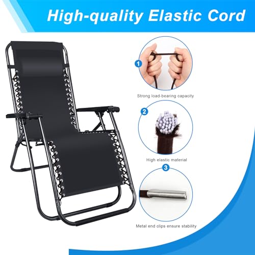 COITEK Replacement Cord Kit for Zero Gravity Recliners - Elastic Brown Repair Cord Set for Lounge Chair, Bungee Beach Chair