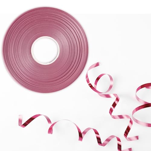 50m de ruban à friser rose brillant pour ballons - Ruban laser ondulé pour emballage cadeau, art, travaux manuels, mariage, anniversaire, fête et décorations de Noël