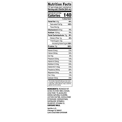 Fairlife Chocolate 2% Reduced Fat Ultra Filtered Milk 12/8 Fl Ounce Net Wt 96 Fl Ounce
