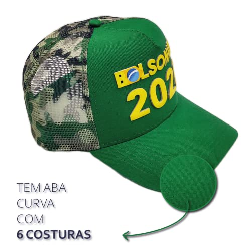 Kit 3 Bonés Country Bolsonaro 2022 Mito Presidente Verde Amarelo Camuflado Oficial