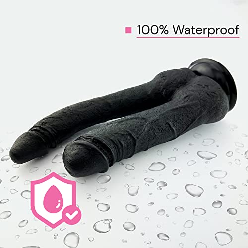 Schwarz Dildo Doppeldilos Sexspielzeug Für Lesben Silikon Wasserresistent Doppel Doppelseitiger Dildo Für Frauen Sextoy Dong Long D27 – Bild 5