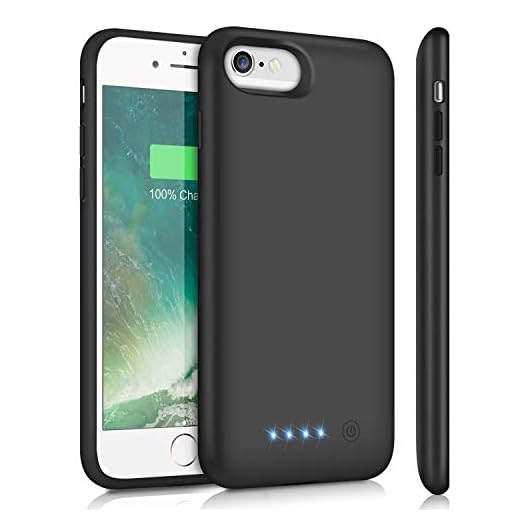 Battery Case for iPhone 6s/6/8/7/SE(2020/2022),Upgraded HETP 6000mAh Rechargeable Charging Case External Battery Pack Charger Case for iPhone 8/7/6s/6/SE(3rd and 2nd Gen)[4.7 inch]- Black