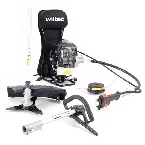 Wiltec Outil Multifonction 2 en 1 – 2870 x 370 x 560 mm – Moteur 2 Temps à Essence 1,2 l – 1,9 KW – avec Rallonge – Coupe-Bordures Coupe-Gazon...