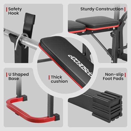 OPPSDECOR Adjustable Weight Bench Set with Leg Developer & Preacher Curl Pad, Full Body Workout Bench Press Set with Squat Rack for Home Gym Fitness, Standard Strength Training Bench - Thumbnail 3