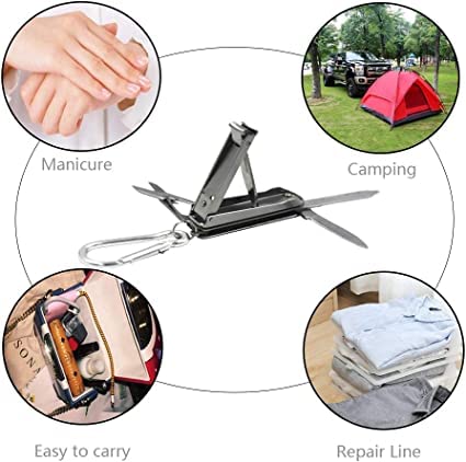 5In1 Multi Tool Nail Clippers,Nose Hair Scissors,Nail Files,Multi Purpose Pocket Knife,Screwdriver,Key Chain For Mini Multi Nail Clippers,Travel,Fishing,Hiking,Camping #TOP3