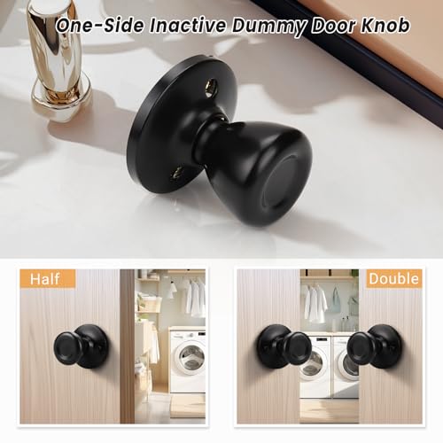 KNOBWELL 8 Pack Matte Black Dummy Door Knobs Tulip Interior Door Knobs Modern Black Door Knob, Closet Door Knobs, Individual Non-Turning Dummy Door Knob, Single Side Half-Dummy Door Knob Set by KNOBWELL - Image 3