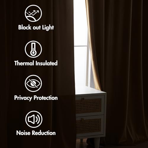 Image of MIULEE Gold Velvet Pinch Pleat Blackout Curtains W52 X L90 Inches | 2 Panels,Luxury,Thermal Insulated,Super Soft,Back Tab & Rod Pocket,for Bedroom Living Room