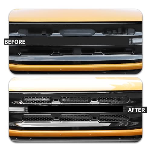 Image of Front Grill Mesh Grille Inserts Cover Frame Trims Kit 6Pcs Fit for Ford Bronco 2021-2025+ 2 /4 Door Exterior Accessories (Carbon Fiber)