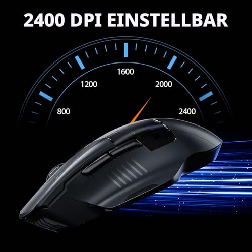 inphic A9 Explorer Bluetooth Maus, Dual-Mode Bluetooth 5.0/2.4G Maus kabellos Aufladbar, 2400 DPI, RGB-Atmungslicht, sichtbare Akku-Anzeige, Funkmaus für Laptop/PC/Computer