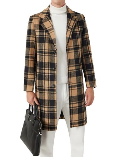 INVACHI Men's Casual Trench Coat Single Breasted Notch Lapel Plain Office Overcoat with Pockets3