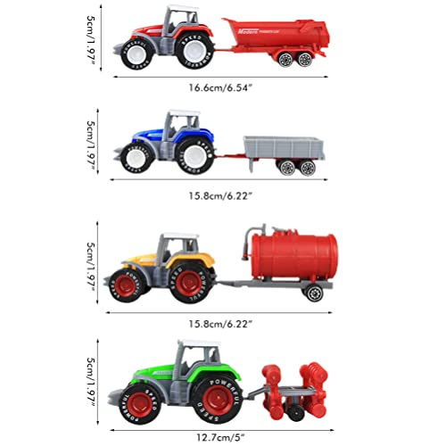 HUSHUI 4 Stück Legierung Traktor Spielzeug Set Engineering Auto Modell Bauernhof Fahrzeuge Spielzeug Traktoren Auto… – Bild 3