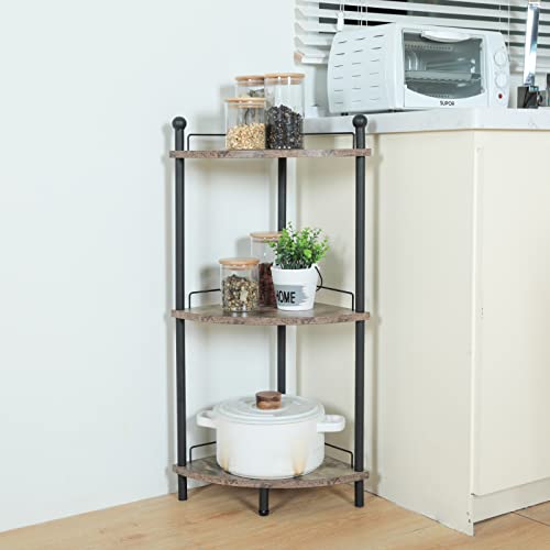 Aibohayi 3-Tier Corner Shelf, Multipurpose Corner Display Rack Industrial Storage Corner Shelving For Bedroom, Living Room, Kitchen, Bathroom, Small Space 40" X 11.8" X 11.8" #TOP1