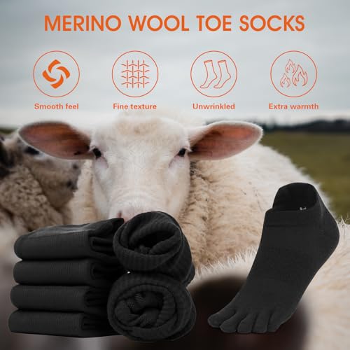Merino Wool Toe Socks for Men and Women Athletic Runing Ankle Toe Separation Socks2
