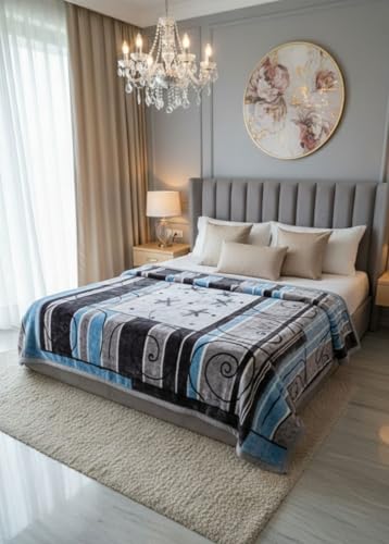 Image of Signature Exclusive Chanakya Supersoft Luxury Heavy Winter Double Ply Double Bed Mink Blanket - 4.5 kg | 100% Polyester | 2.10 m x 2.40 m | Royal Luxe Comfort for Extreme Cold (Midnight Snowfall)