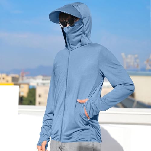 Rash Guard For Men Hot Weather Upf 50 Hooded Long Sleeve Fishing Shirts Surf Wicking Sun Protection Hoodies With Mask2