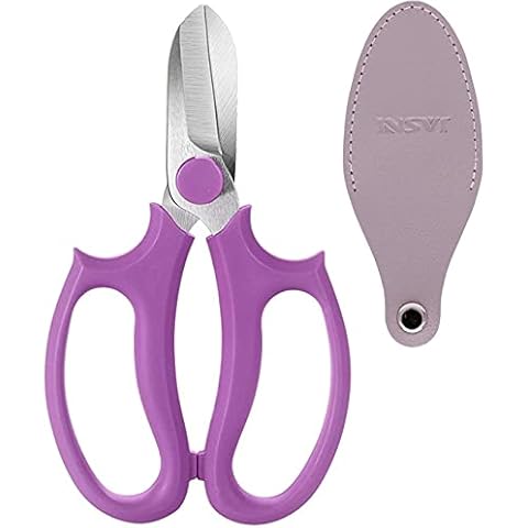 YYG Floral Shears, Premium Steel Garden Pruning Shears Floral Fruits Leaf Scissors Hand Pruner Snip Trimming Tool for Gardening Flower(With Scissor Cover) (Purple, 6.5) Cover