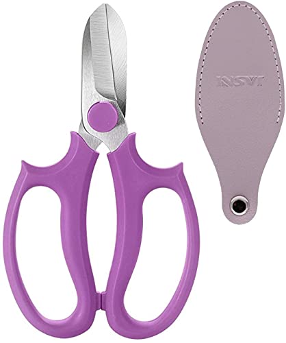 Floral Shears Premium Steel Garden Pruning Shears Floral Fruits Leaf Scissors Hand Pruner Snip Trimming Tool for Gardening Flower (Purple 6.5)