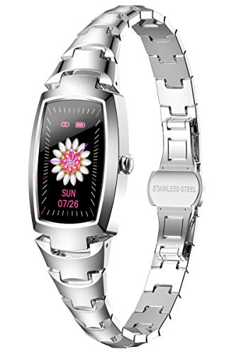 Smartwatch Damen Fitnessuhr Schmuck Pulsuhr Gold Silber Schrittzähler Frauen Armbanduhr Herzfrequenz Blutdruck Schlaf Monitor Kalorienzähler Sport Uhr