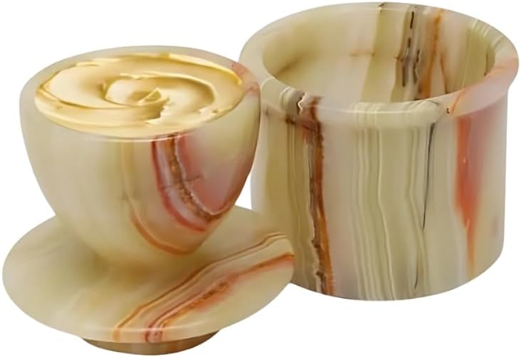 Marble Butter Keeper French Butter Dish Crock with Lid Handcrafted Green Onyx