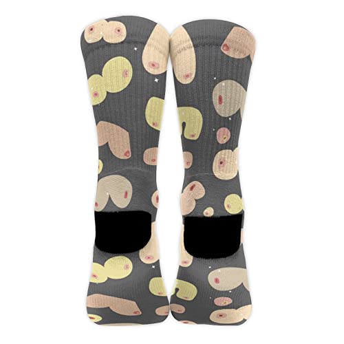 Girl’s Mid Calf Socks, Comfortable And Breathable Sports Socks Compatible with Boobs Breasts For Men3
