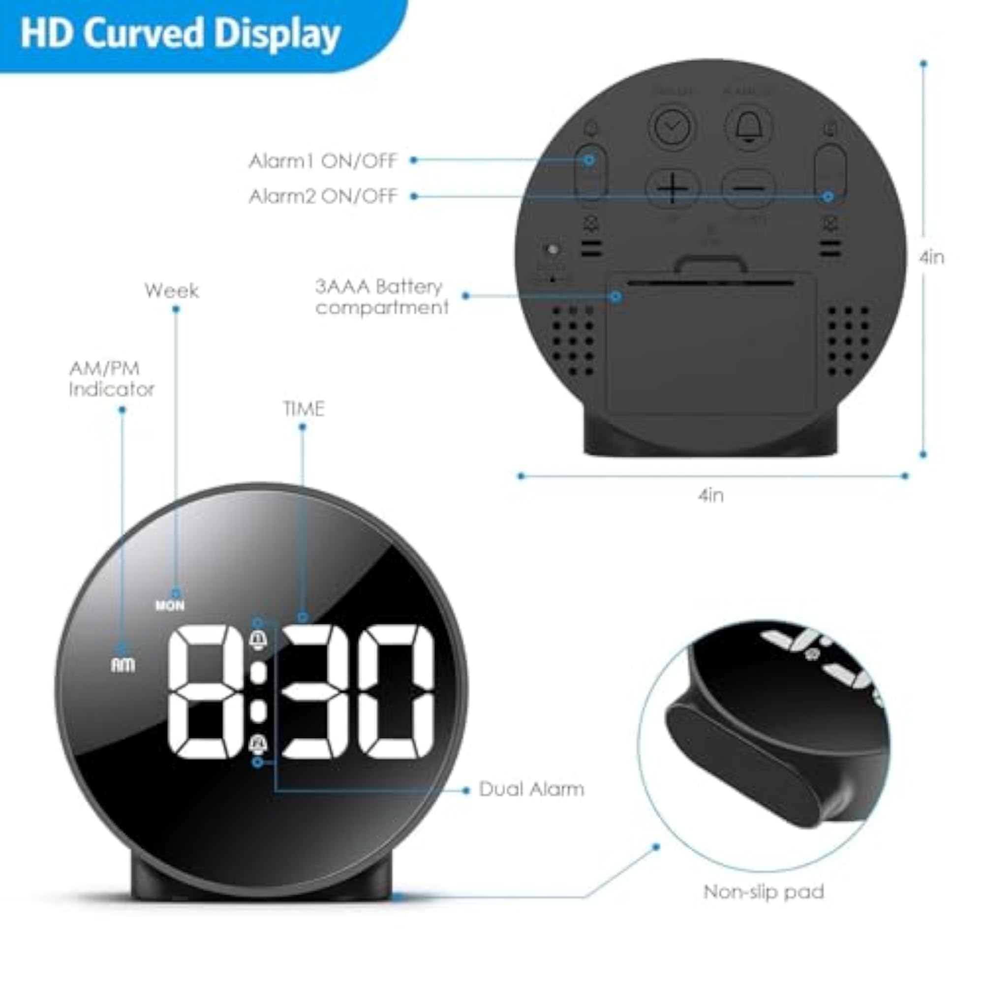 LED Alarm Clock with Voice and Touch Activation