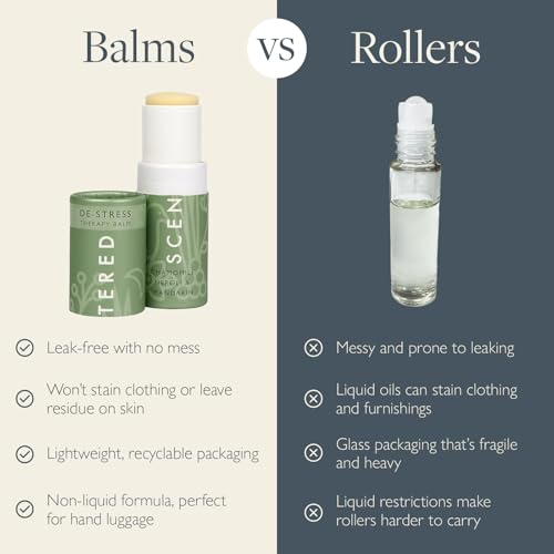Scentered Aromatherapy Stress Relief Balm Stick - De Stress Essential Oil Roll On Calm Carry for Relaxation - Natural Stress Reliever - Chamomile, Cedarwood, Rosemary - Destress Gifts for Women