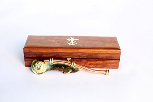 Silbato Náutico de Latón Macizo y Cobre 5" con Caja de Madera miniatura 3