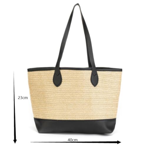 Handmade Bag, Summer Straw Bags Women Woven Bag Leather Beach Handbags Tote Bag Women Vacation2