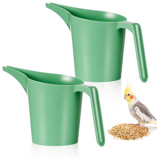 2 Pack Bird Feeder Scoop Set Pet Food Bird Seed Scoop Large Capacity Suitable Narrow Spout Suitable for Tube Feeders Birds Chicken Livestock Restaurant Kitchen (Green)