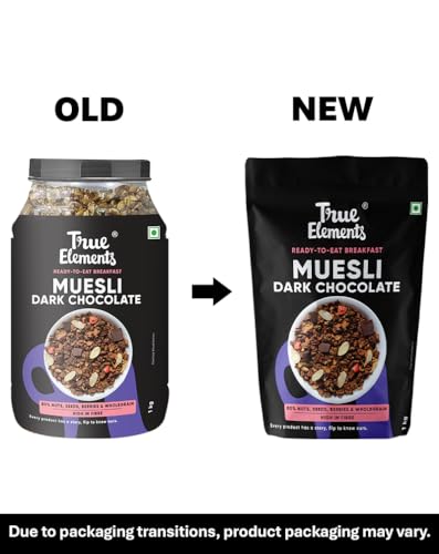 True Elements Dark Chocolate Muesli 1kg - Nuts & Muesli, Cereal for Breakfast, 100% Wholegrain