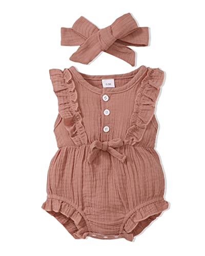 Image of Renotemy Newborn Infant Baby Girl Clothes Rompers Summer Jumpsuits Short Sleeve Romper Infant Baby Clothes Girl