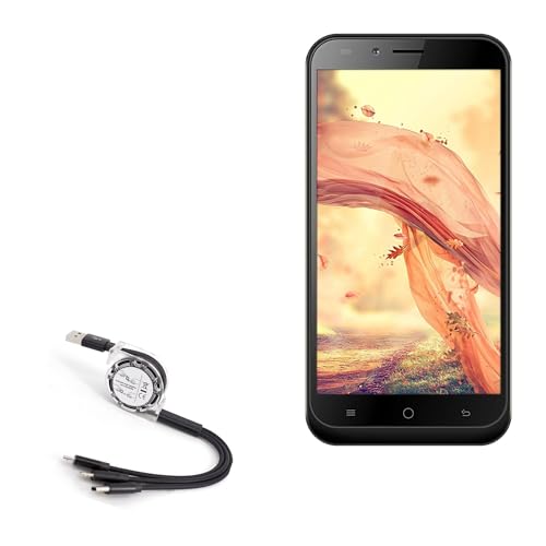 BoxWave Cable Compatible with Karbonn Aura Note 2 - AllCharge miniSync, Retractable, Portable USB Cable - Jet Black