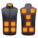 longkeshop Beheizbare Weste Herren Damen, Winter Beheizte Weste mit 11 Heizbereiche Winterjacke USB Elektrische Heizweste Waschbar Beheizbare Winter Weste Damen für Outdoor Skifahren (L Schwarz), XL